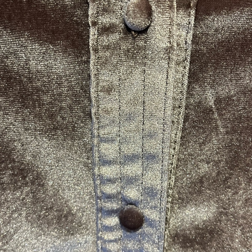 Dear John Velvet Button-Down Shirt in bronze, size Medium - Picture 4 of 8